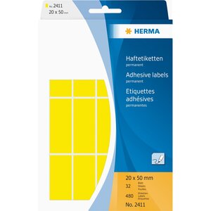étiquettes multi-usage,20 x 50 mm, jaune, grand paquet contenu: 480 pièces -2411 HERMA
