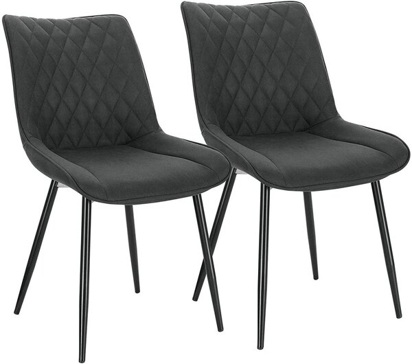 Lot de 2 chaises de salle à manger chaises de cuisine assise en tissu pied en métal anthracite 19_0000187