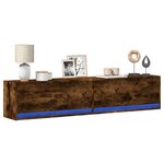 vidaXL Meuble TV mural avec LED chêne fumé 180x31x38 cm