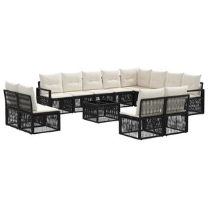 vidaXL Ensemble de canapé de jardin 13 Pièces Noir polyrotin