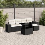 vidaXL Salon de jardin 6 Pièces avec coussins noir résine tressée