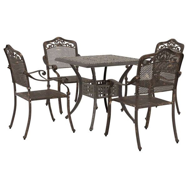 vidaXL Ensemble de tables de jardin 5 Pièces Bronze Aluminium coulé