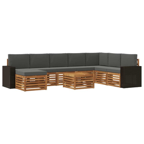 vidaXL Ensemble de canapés d'extérieur 9 Pièces Naturel et Anthracite