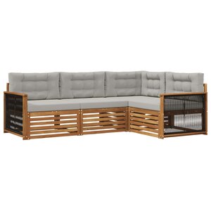 vidaXL Ensemble de canapés d'extérieur 4 Pièces Naturel et gris clair