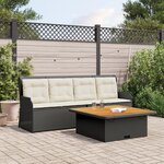 vidaXL Salon de jardin 3 Pièces avec coussins noir résine tressée