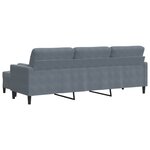 vidaXL Canapé à 3 places avec repose-pieds Gris foncé 210 cm Velours