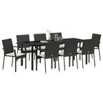 vidaXL Ensemble de salle à manger pour jardin 9 Pièces Noir polyrotin
