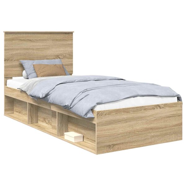 vidaXL Cadre de lit Chêne Sonoma 75 x 190 cm Bois de pin massif