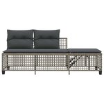 vidaXL Salon de jardin d'angle avec coussins 3 Pièces gris résine tressée