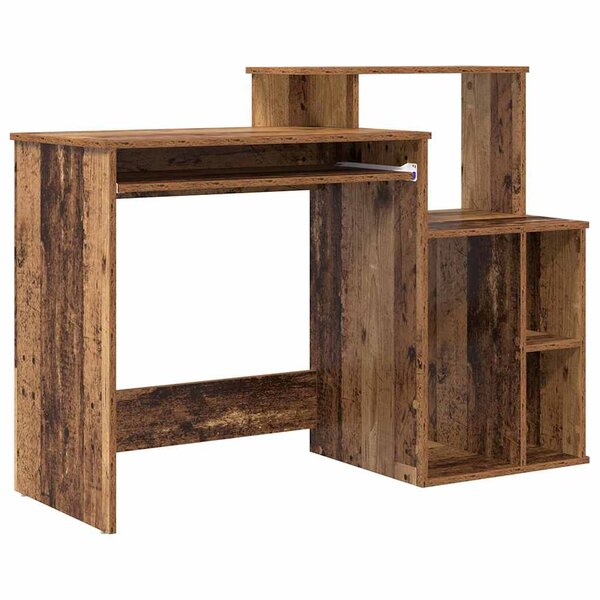 vidaXL Bureau avec Rangement Bois Ancien 120.5 x 44 x 88.5 cm