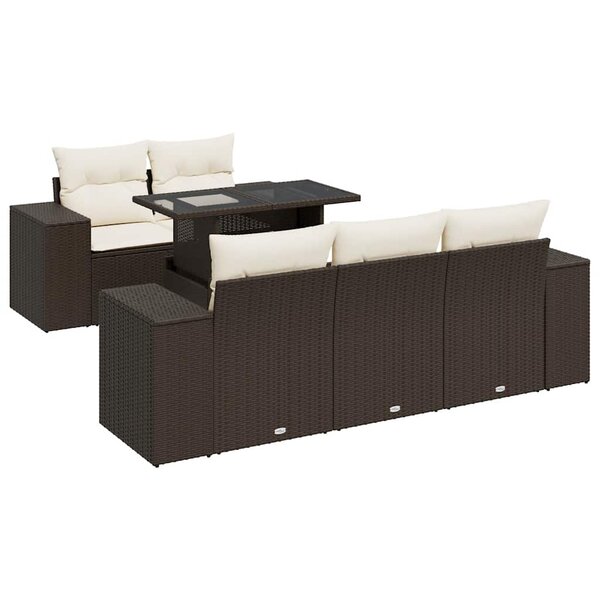 vidaXL Salon de jardin avec coussins 6 Pièces marron résine tressée
