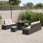 vidaXL Ensemble de canapé de jardin avec coussin 8 Pièces Noir et Crème