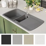 vidaXL Évier de cuisine en granit Double bac Gris