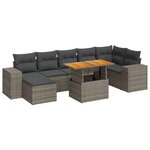 vidaXL Salon de jardin 8 Pièces avec coussins gris résine tressée