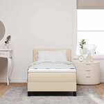 vidaXL Lit à ressorts avec tête de lit Crème 90 x 190 cm tissu