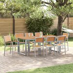 vidaXL Chaises de jardin empilables 8 Pièces en acier gris et bois massif d'acacia