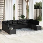 vidaXL Ensemble de canapé de jardin 10 Pièces Noir 344 x 209 x 85 cm