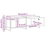 vidaXL Meuble TV Gris Sonoma 140 x 36 x 49.5 cm Bois d'ingénierie