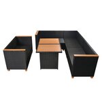 vidaXL Salon de jardin 5 Pièces avec coussins résine tressée noir