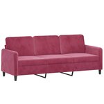 vidaXL Ensemble de canapés 3 Pièces avec coussins rouge bordeaux velours
