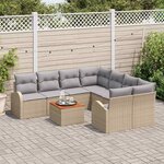 vidaXL Ensemble de canapé de jardin 9 Pièces Beige Poly rotin