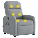 vidaXL Fauteuil de massage inclinable électrique gris clair tissu