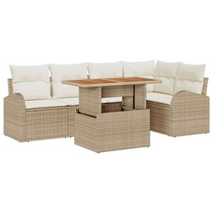 vidaXL Ensemble de canapé de jardin avec coussin 6 Pièces beige et crème