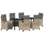 vidaXL Ensemble de salle à manger pour jardin 7 Pièces Beige polyrotin