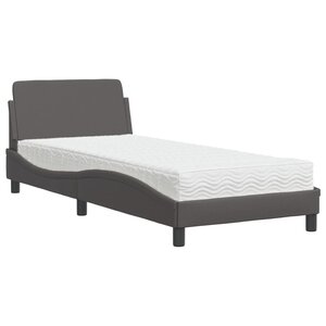 vidaXL Lit avec matelas Dover gris 90x190 cm similicuir
