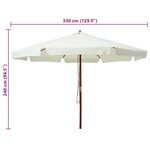vidaXL Parasol d'extérieur avec mât en bois 330 cm blanc sable