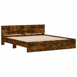 vidaXL Cadre de lit avec LED sans matelas chêne fumé 200x200 cm