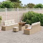 vidaXL Ensemble de canapé de jardin 9 Pièces Beige Poly rotin