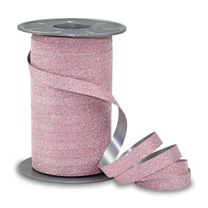 Bolduc poly glitter 100-m-bobine 10 mm rosé