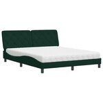 vidaXL Lit avec matelas vert foncé 160x200 cm velours