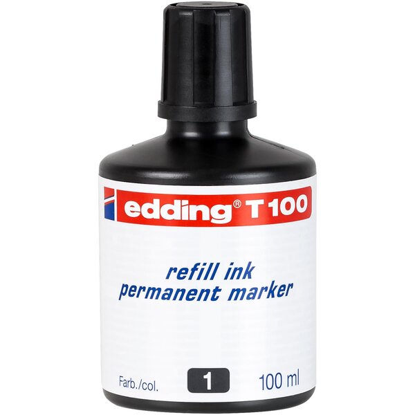 Recharge d'encre T100 ml Goutte à Goutte pour Marqueur Permanent Noir EDDING