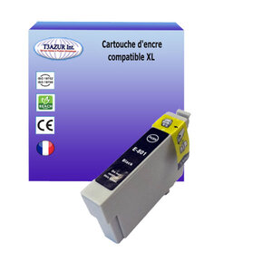 Cartouche Compatible pour Epson Stylus Photo PX800FW, PX810FW, PX820FWD, PX830FWD remplace Epson T0801 Noire - T3AZUR