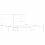 vidaXL Cadre de lit métal avec tête de lit blanc 150x200 cm