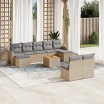 vidaXL Salon de jardin et coussins 10 Pièces mélange beige résine tressée