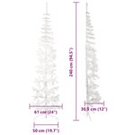 vidaXL Demi sapin de Noël artificiel mince avec support Blanc 240 cm