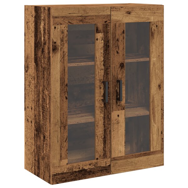 vidaXL Cabinet Murale avec Portes en Verre - Bois Ancien - 69.5x34x90 cm