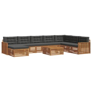 vidaXL Ensemble de canapés d'extérieur 9 pc Naturel et Anthracite