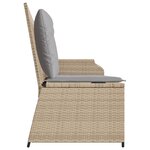 vidaXL Banc inclinable de jardin avec coussins beige résine tressée