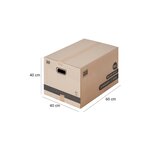 Pack and Move - Lot 20 cartons déménagement L larges - 40 x 60 x 40 cm - Poignées renforcées - 1 adhésif offert