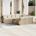 vidaXL Salon de jardin 11 Pièces avec coussins beige résine tressée