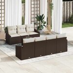 vidaXL Ensemble de canapé de jardin avec coussin 8 Pièces Marron et Crème
