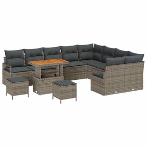 vidaXL Ensemble de canapé de jardin 12 Pièces Gris 90 x 55 x 71 cm