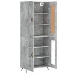 vidaXL Buffet haut Gris béton 69 5x34x180 cm Bois d'ingénierie