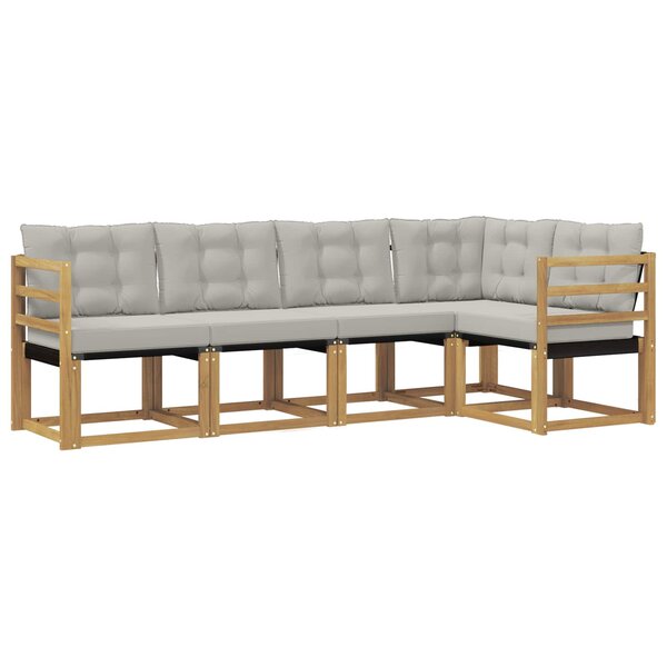 vidaXL Ensemble de canapés d'extérieur 5 Pièces Blanc et gris clair