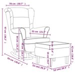 vidaXL Chaise à bascule avec pieds en bois et tabouret Crème Velours