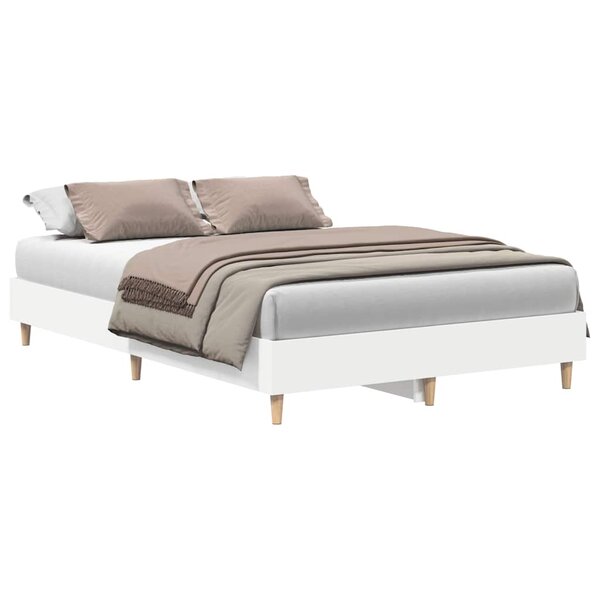 vidaXL Cadre de lit sans matelas blanc 135x190 cm bois d'ingénierie